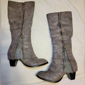Grey boot with lace detail - Southern Sass Boot
